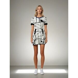 Sachin & Babi Knit Fit‎ & Flare Dress Geometric Print Cocktail Party M
